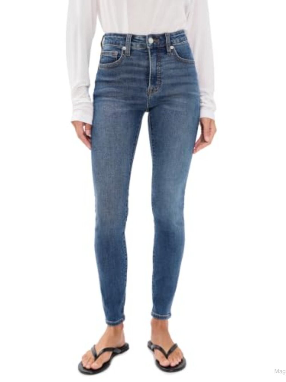 Mid Rise Skinny Jeans Low Stretch Denim 5-Pocket Fitted